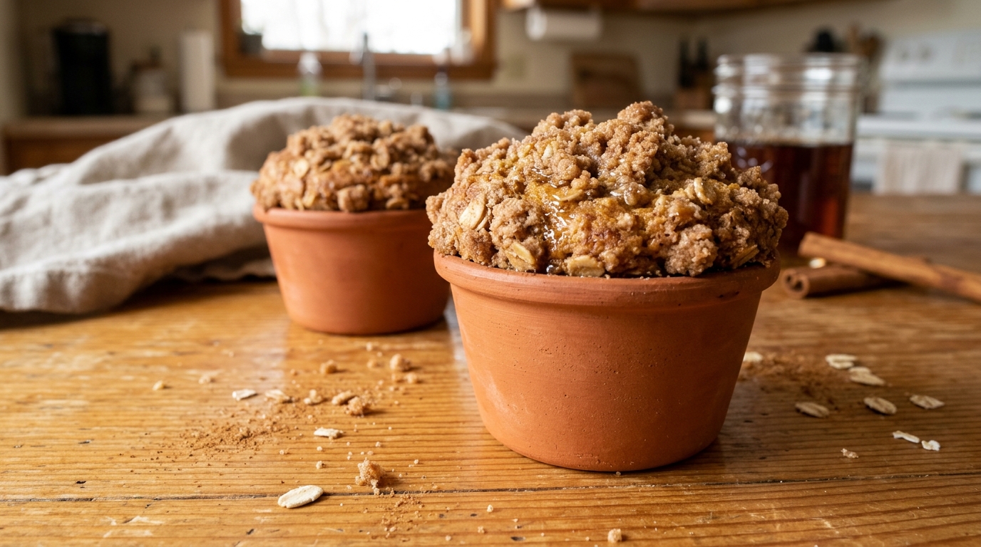 Baked pumpkin spice muffins with its finished topping
