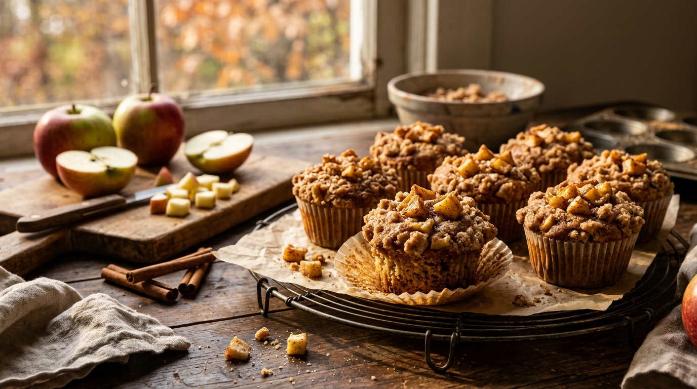 Apple Cinnamon Muffins with Brown Butter Crumb Topping