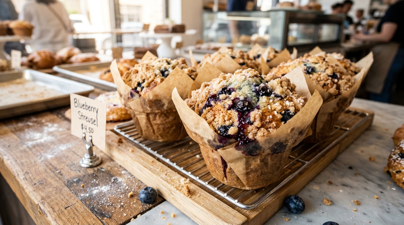 Bakery-Style Blueberry Muffins with Streusel Crowns