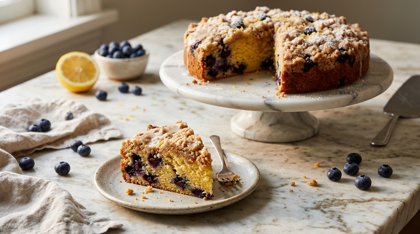 Blueberry Lemon Crumb Cake with Buttery Streusel Top