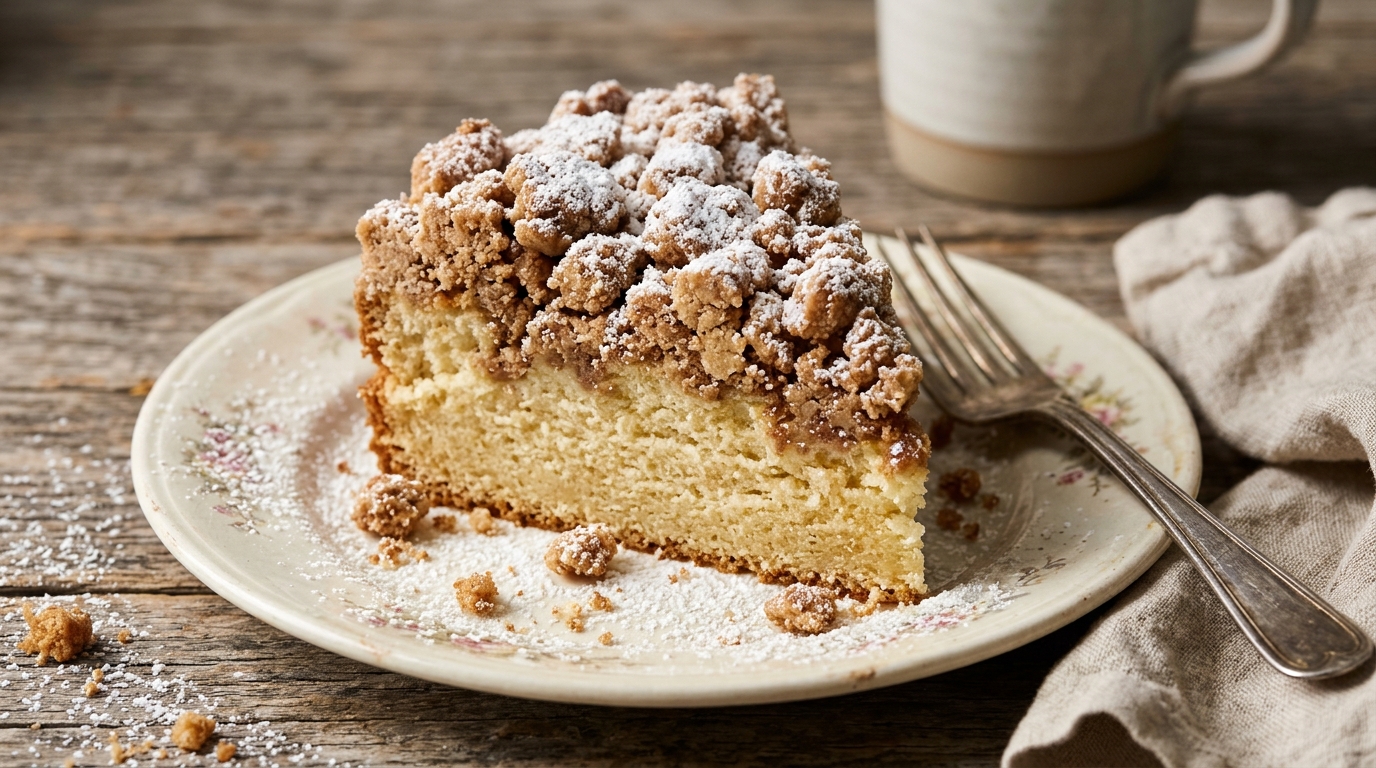 Classic New York Crumb Cake with Thick Cinnamon Topping